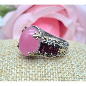 STS Chuck Clemency Sterling Silver & Pink Cocktail Statement Ring Size 11.5
